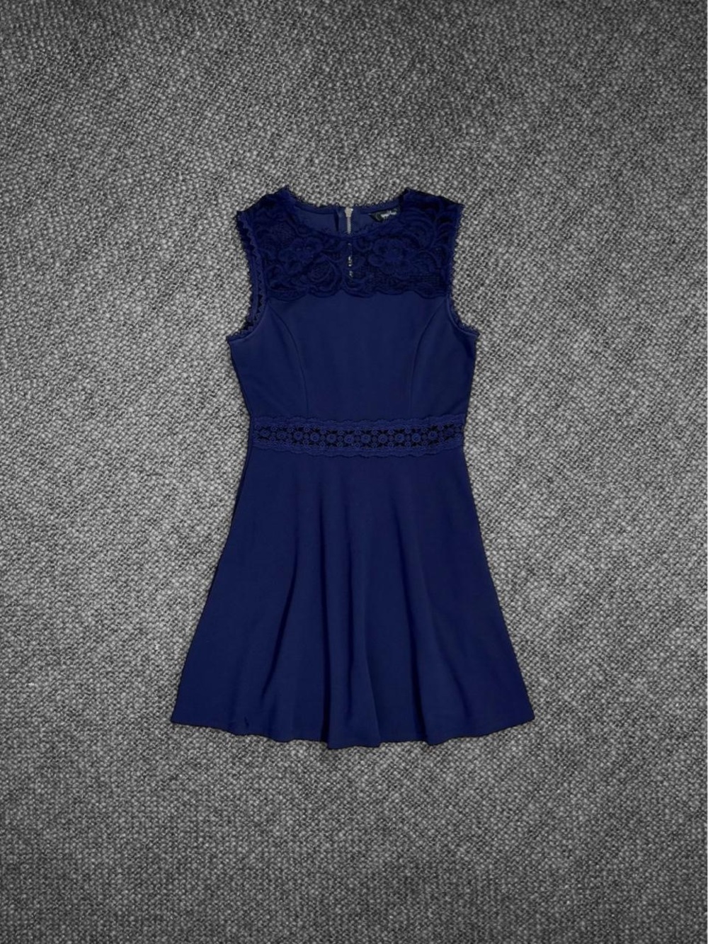 Speechless Navy Lace Fit And Flare Dress